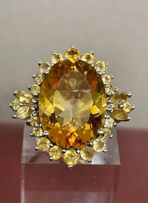 Zonder minimumprijs - Ring Zilver - Ring met citrien, Handtassen en Accessoires, Ringen