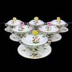 Herend - Exquisite Set of Soup Bowls with Saucers (18 pcs) -