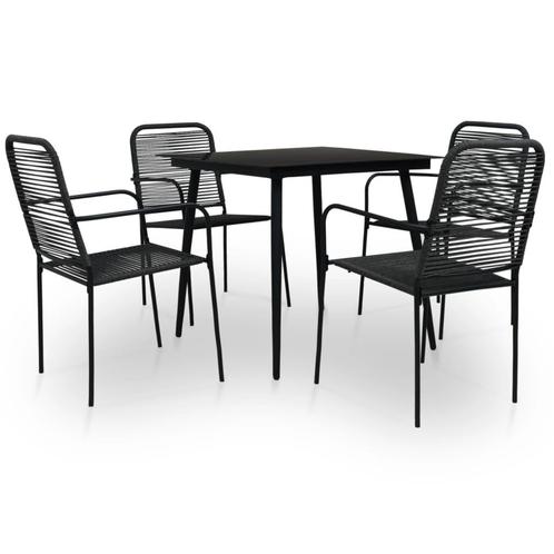 vidaXL 5-delige Tuinset katoenen touw en staal zwart, Tuin en Terras, Tuinsets en Loungesets, Tuinset, Nieuw, Verzenden