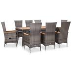 vidaXL 9-delige Tuinset met kussens poly rattan grijs, Tuin en Terras, Tuinsets en Loungesets, Verzenden, Nieuw, Tuinset