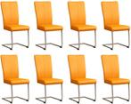 Leren eetkamerstoelen dry sledepoot rond, geel, gele keukens