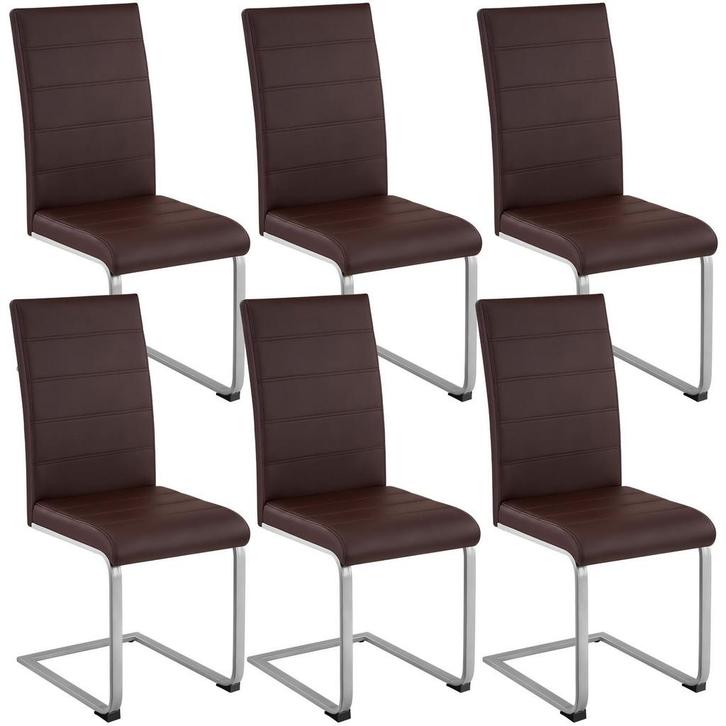 tectake Sledestoelen, kunstleer - bruin, Set van 6, Maison & Meubles, Chaises, Envoi