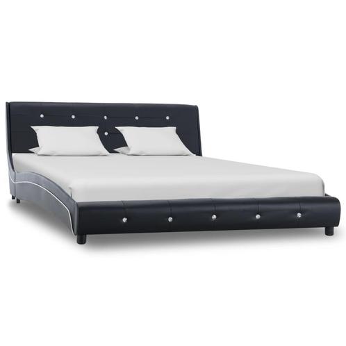 vidaXL Cadre de lit Noir Similicuir 140 x 200 cm, Maison & Meubles, Chambre à coucher | Lits, Neuf, Envoi