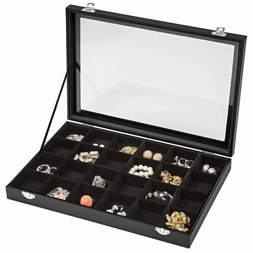 Sieradentray met 24 opbergvakken - zwart, Handtassen en Accessoires, Koffers, Verzenden