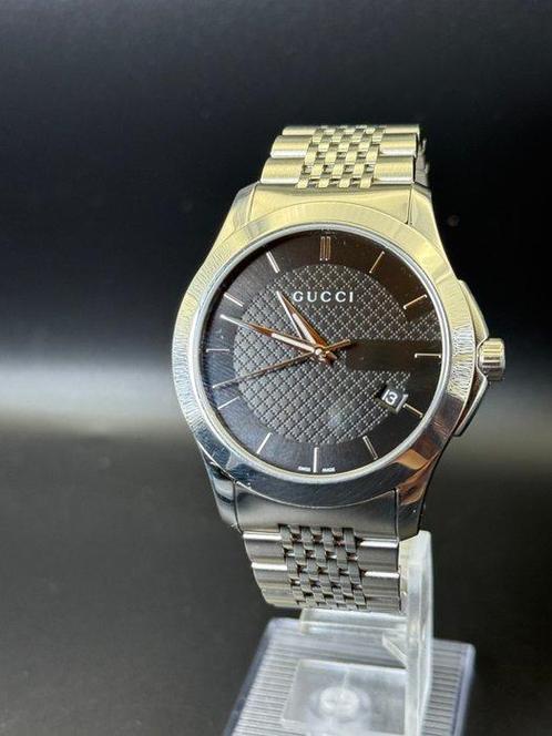 Gucci - Black Textured Dial Date - Sans Prix de Réserve -, Handtassen en Accessoires, Horloges | Heren