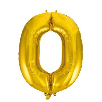 Ballon foil chiffre 0 zéro 86cm gold doré or