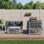 vidaXL 5-delige Loungeset met kussens staal wit, Tuin en Terras, Verzenden, Nieuw, Loungeset