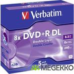 Verbatim DVD+R DL 8X 5st. Jewelcase, Computers en Software, Verzenden, Nieuw