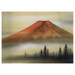 Japanse hangende wanddecoratie Red Mount Fuji Japonisme