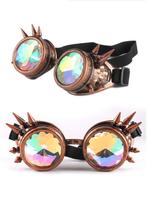 Goggles Steampunk Bril Spikes Koper Montuur Caleidoscoop Gla, Ophalen of Verzenden