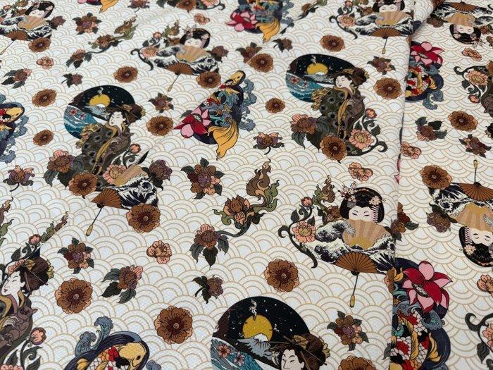 Geishe, Onde en Fiori: Oosterse poëzie op katoen -, Antiek en Kunst, Antiek | Tapijten, Tafelkleden en Textiel