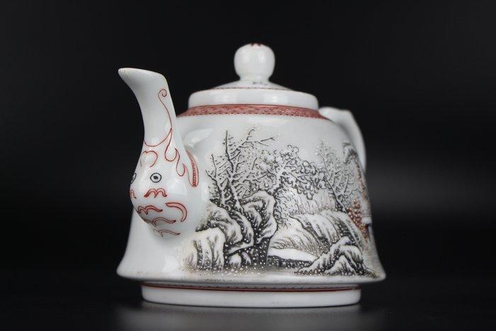 Théière - Porcelaine - Scène dhiver, calligraphie, Antiquités & Art, Antiquités | Autres Antiquités