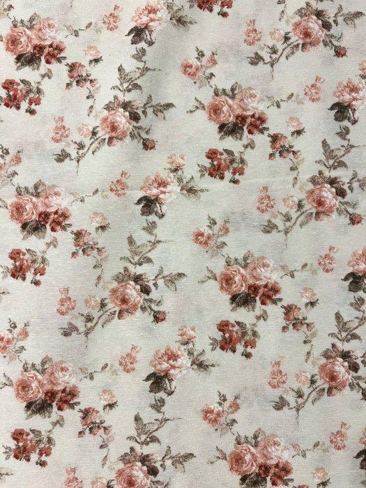 Rustiek interieurstof - roze roosjes. - Textiel - 280 cm -, Antiquités & Art, Tapis & Textile