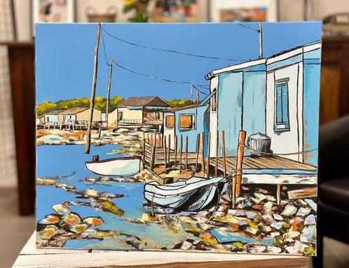 Jiel - Cabanes des pêcheurs à Sète - XL, Antiek en Kunst, Kunst | Schilderijen | Modern
