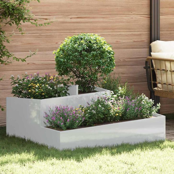 vidaXL Tuin Plantpot Zilver 100 x 100 x 50 cm Gegalvaniseerd, Tuin en Terras, Bloempotten, Nieuw, Verzenden