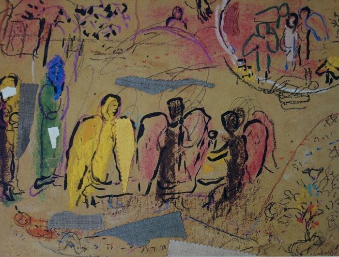Marc Chagall (1887-1985) - Abraham et les Trois Anges, Antiquités & Art, Antiquités | Autres Antiquités