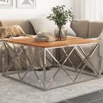 vidaXL Salontafel roestvrij staal en massief acaciahout, Huis en Inrichting, Verzenden, Nieuw
