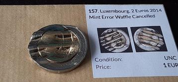 Luxembourg. 2 Euro 2014 With cancelled marks (Sans Prix de