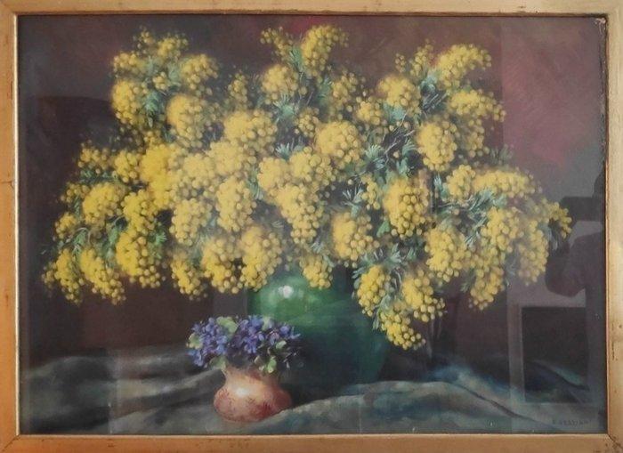Alfio Paolo Graziani (1900-1981) - Mimosas et Violettes, Antiek en Kunst, Kunst | Schilderijen | Klassiek