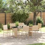 vidaXL Tuin Eettafel Set 7 pcs Beige poly rattan, Tuin en Terras, Tuinstoelen, Verzenden, Nieuw