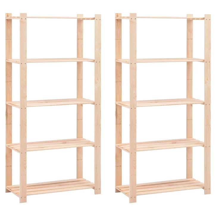 vidaXL Opbergrekken 5-laags 2 st 80x38x170 cm grenenhout 250, Huis en Inrichting, Kasten | Stellingkasten, Nieuw, Verzenden