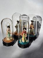 Statuette, 4 x Geisha onder glazen stolp - 9.5 cm - Résine,