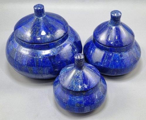Lapis Lazuli edelsteen Potten - Hoogte: 120 mm - Breedte:, Verzamelen, Mineralen en Fossielen