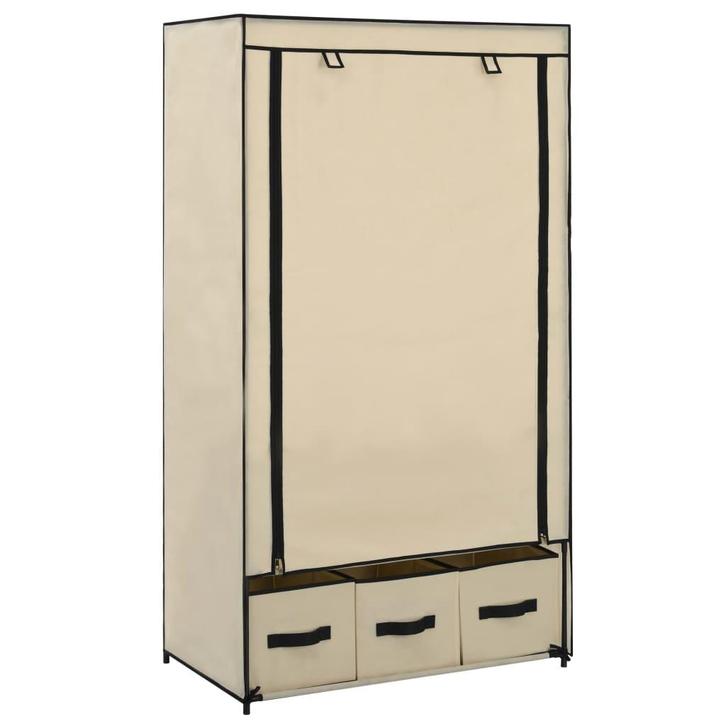vidaXL Kledingkast 87x49x159 cm stof crème, Huis en Inrichting, Kasten | Kleerkasten, Nieuw, Verzenden