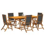 vidaXL 7-delige Tuinset massief acaciahout en textileen, Tuin en Terras, Verzenden, Nieuw, Tuinset