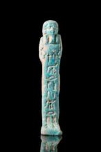 Oud-Egyptisch Faience Oesjabti met hiërogliefen  (Zonder, Antiquités & Art