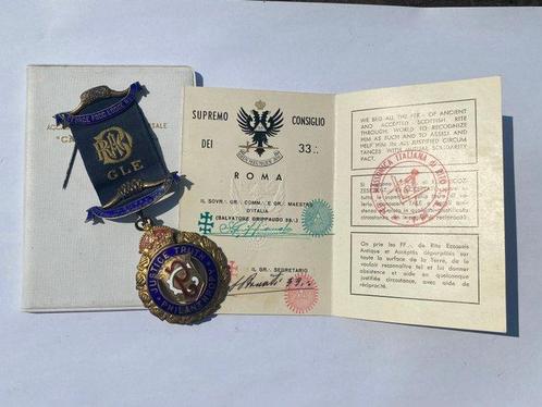 Italie - Médaille militaire - Franc-maçonnerie - Carte et, Verzamelen, Militaria | Algemeen