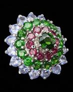 Argent, Bague Dôme Trésor Impérial : Tanzanite, Diopside &