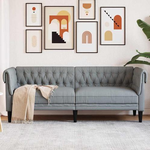 vidaXL Driezitsbank Chesterfield-stijl stof lichtgrijs, Huis en Inrichting, Zetels | Zetels, Nieuw, Verzenden