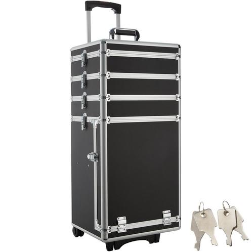 tectake Cosmetica koffer met 4 etages - zwart, Huis en Inrichting, Tafels | Kaptafels, Verzenden