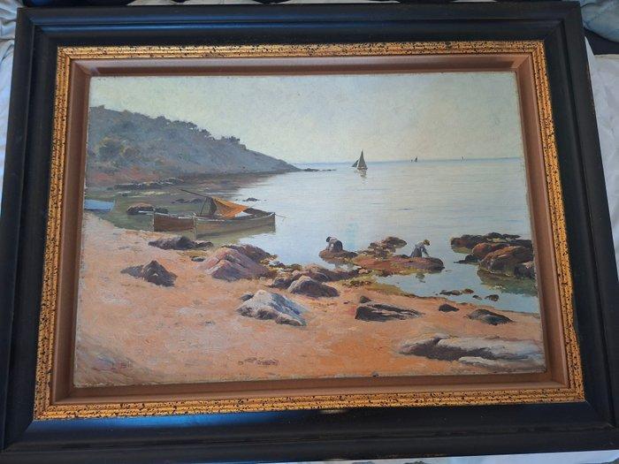 Lina Bill (1855-1936) - Bord de mer, Antiek en Kunst, Kunst | Schilderijen | Klassiek