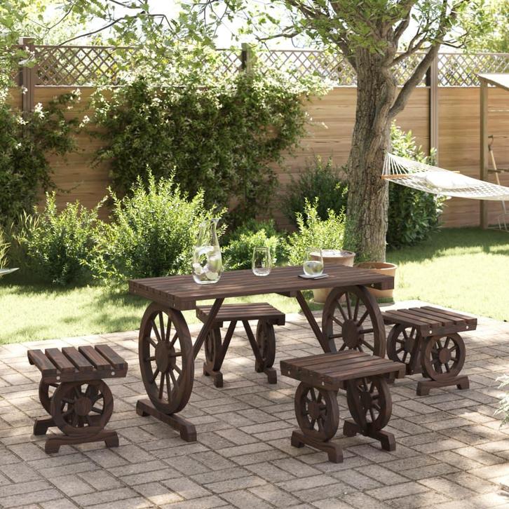 vidaXL 5-delige Tuinset massief vurenhout, Tuin en Terras, Tuinsets en Loungesets, Tuinset, Nieuw, Verzenden