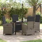 vidaXL Tuin Eettafel Set 5 pcs Grijs poly rattan, Tuin en Terras, Verzenden, Nieuw
