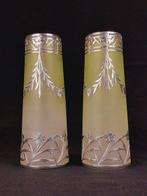 Vase (2) - Verre, Monture argent - Paire de vases