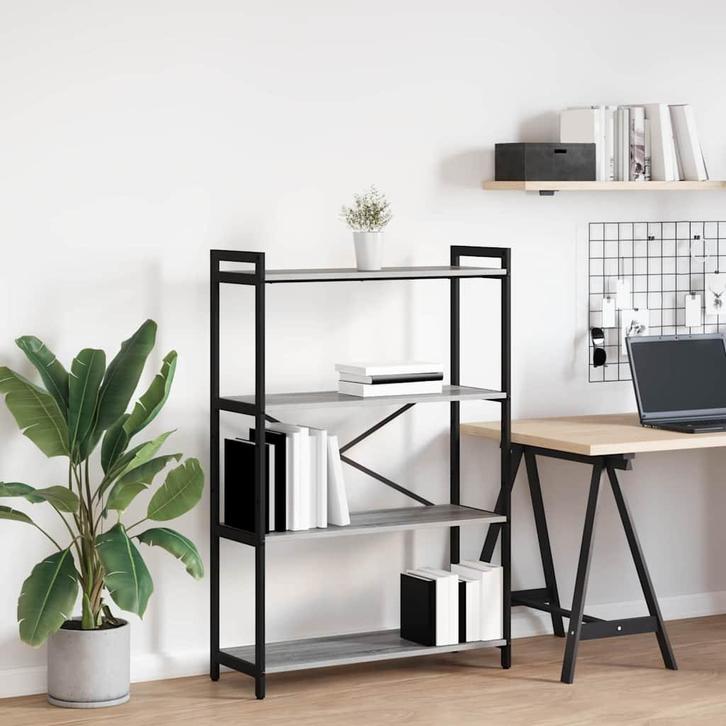 vidaXL Boekenplank Grijs sonoma 80 x 30 x 120 cm Bewerkt, Huis en Inrichting, Kasten | Boekenkasten, Nieuw, Verzenden