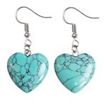 Fako Bijoux® - Oorbellen - Turquoise - Hartjes - 22x20mm -, Handtassen en Accessoires, Verzenden, Nieuw