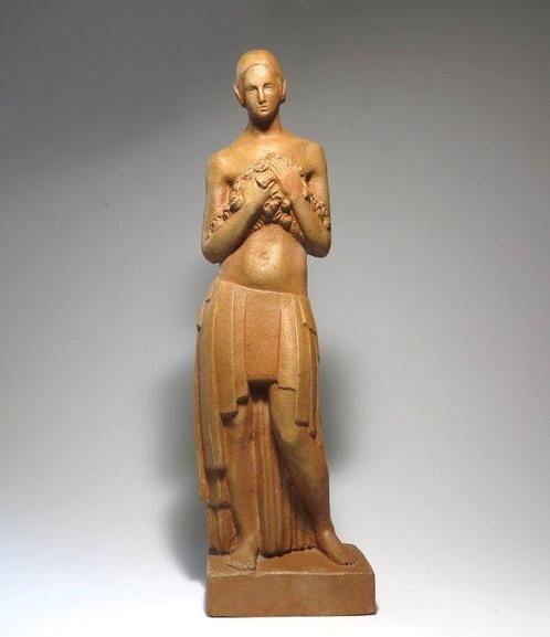 sculptuur, Art Deco Lady Sculpture (36,5cm) - 36.5 cm -, Antiek en Kunst, Antiek | Glaswerk en Kristal