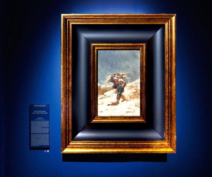 Ettore Tito (1859–1941) - Il pastore che cammina nella neve, Antiquités & Art, Art | Peinture | Classique