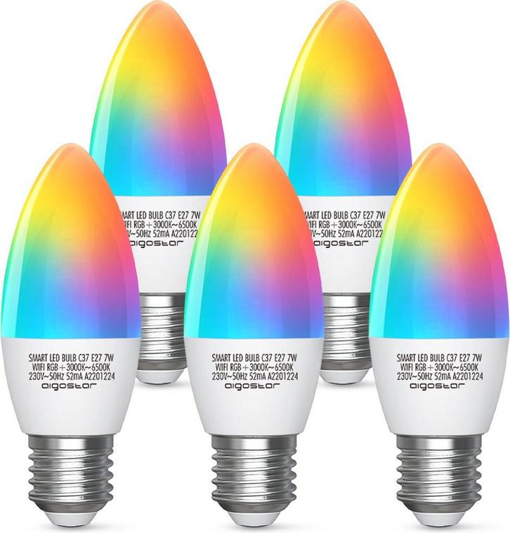 Aigostar LED RGB Lamp - Dimbaar - 7W - E27 - 5 Stuks, Huis en Inrichting, Lampen | Overige, Verzenden