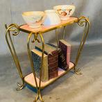 Bijzettafel - Hout, Verguld messing, Italiaans design uit de