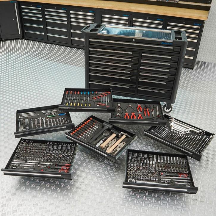 Datona Gereedschapswagen XXL + Mach VII - Datona - Zwart, Doe-het-zelf en Bouw, Gereedschapskisten, Ophalen of Verzenden