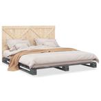 vidaXL Cadre de lit avec tête de lit gris 180x200cm bois, Maison & Meubles, Neuf, Verzenden