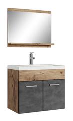 Badkamermeubel Montreal Set 02 60 x 35 cm Kastanje Grijs, Verzenden, Nieuw