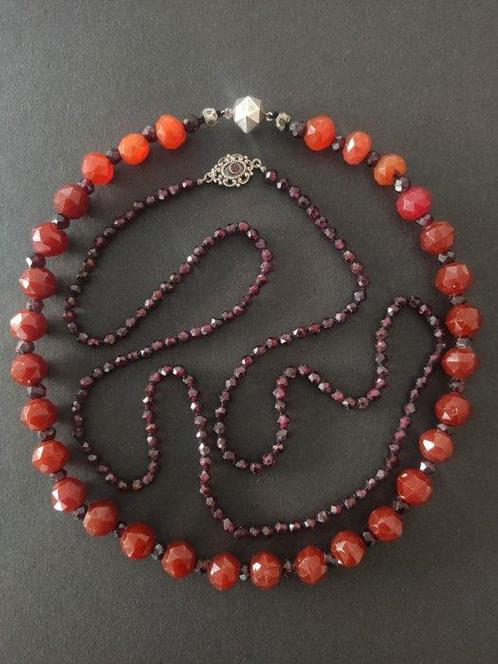 Zilver - Ketting - Carneool/granaat ketting, Verzamelen, Dierenverzamelingen