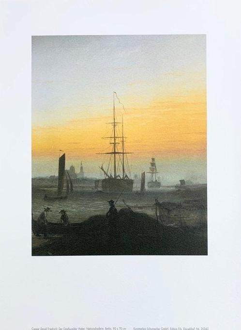 Caspar David Friedrich - Der Greifswalder Hafen - Artprint -, Antiek en Kunst, Kunst | Tekeningen en Fotografie
