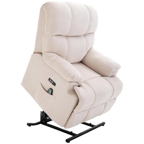 Opstahulp Stoel - Massagefunctie - Relaxstand - Beige, Huis en Inrichting, Fauteuils, Nieuw, Stof, Ophalen of Verzenden